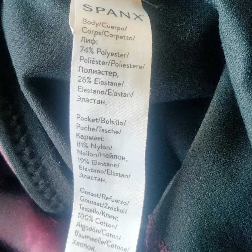 Spanx Size Large Purple and Pink Patterned Leggings